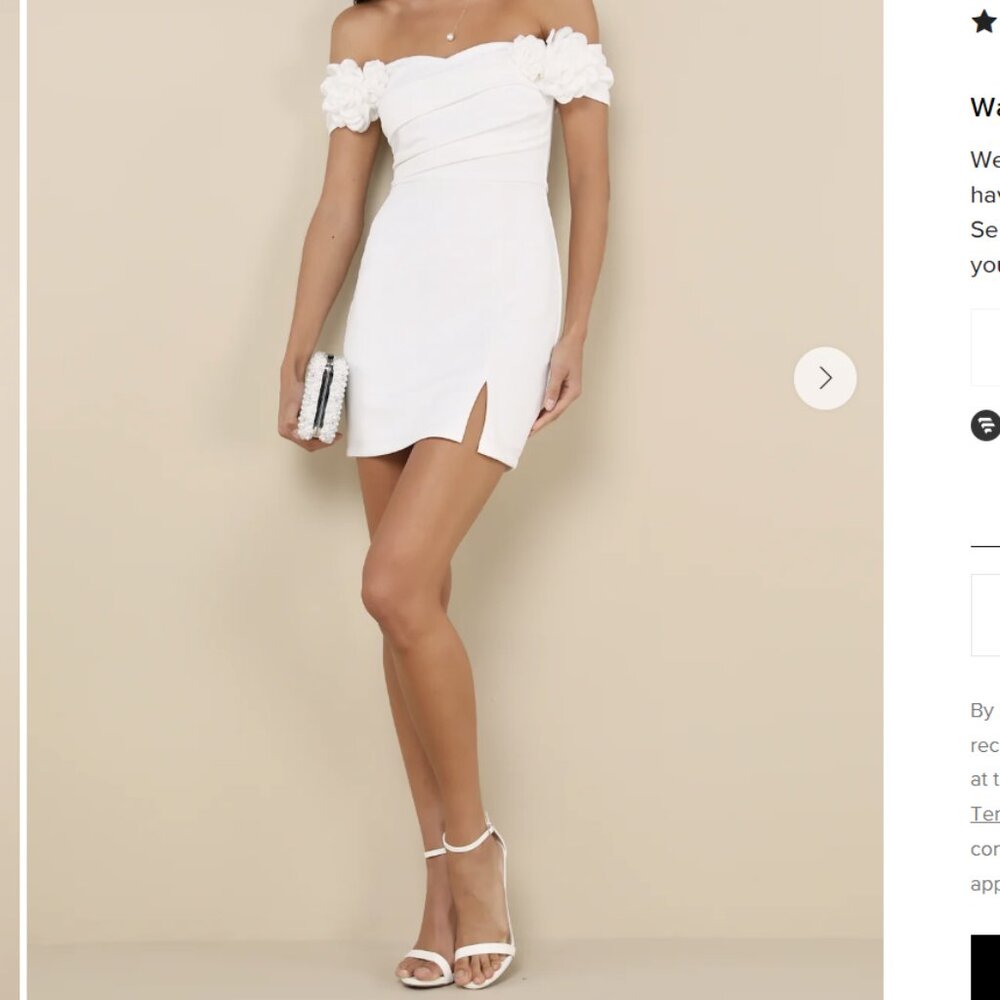 Lulu’s Romantic Reputation White 3D Floral Applique Bodycon Mini Dress